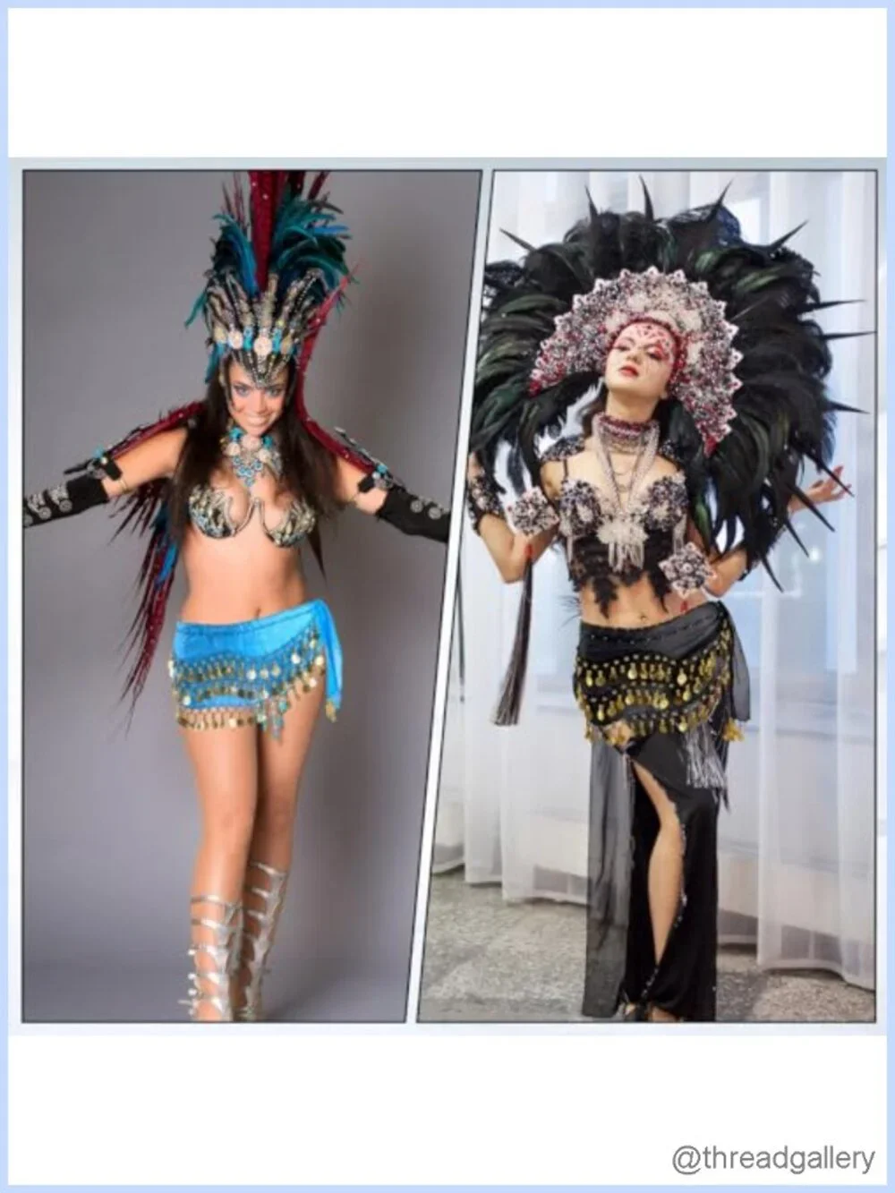 Set of 2 Belly Dance Hip Scarves with Sequin Coins, Lightweight Chiffon,